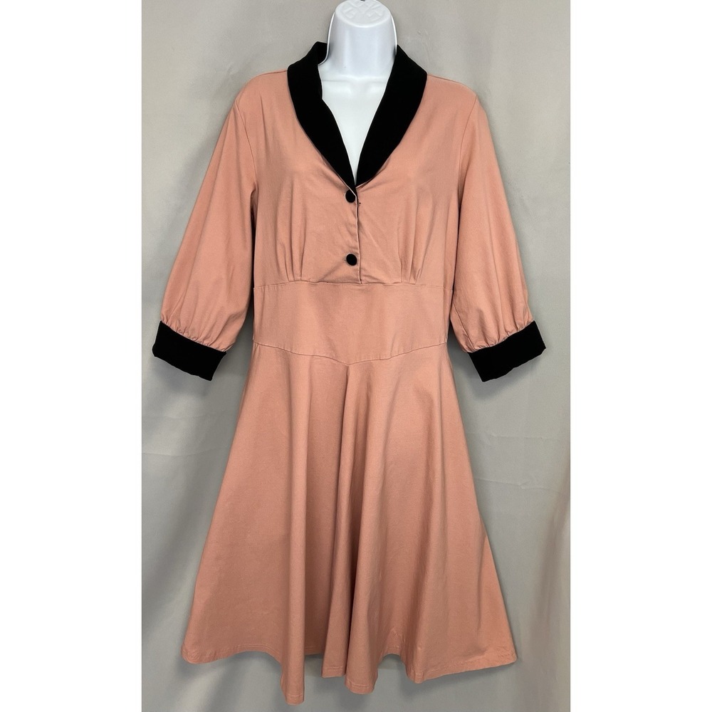 Gown Town Women's MIDI Dress Git Flare Pockets‎ Sz 2XL Pink Black